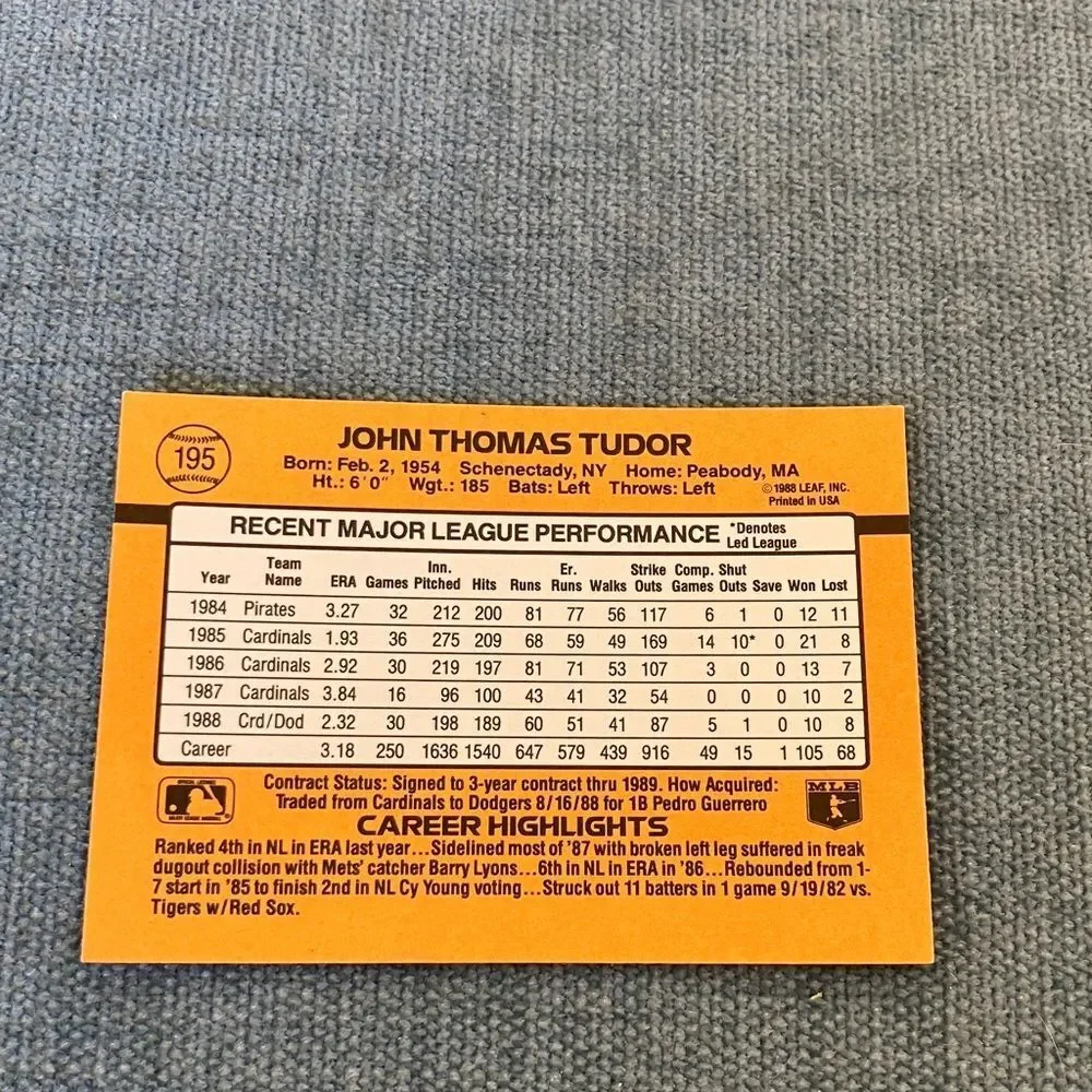 1989 Donruss Los Angeles Dodgers Baseball Card Trading Card